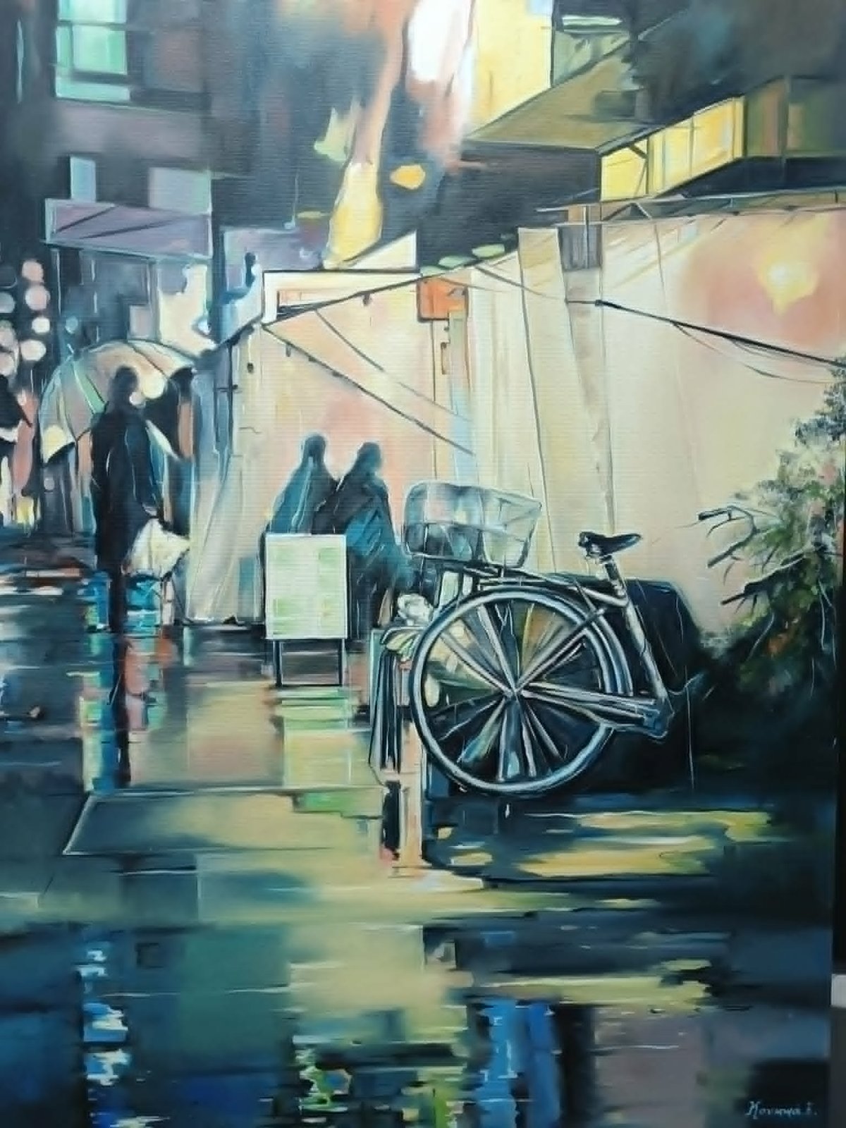 Wet Night 108×80 – oil on canvas painting by Efi Koukma